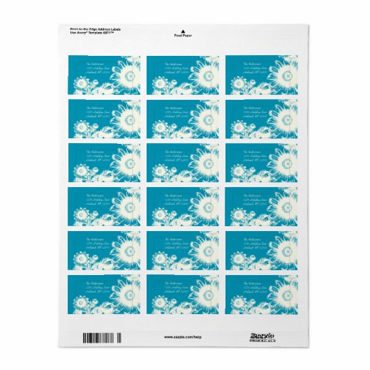 Dazzling Blue  Flower Return-adreslabel Etiket (Full Sheet)