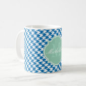 Dazzling Blue Houndstooth Monogram Mok (Voorkant links)
