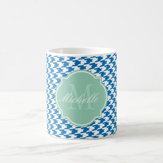 Dazzling Blue Houndstooth Monogram Mok (Center)