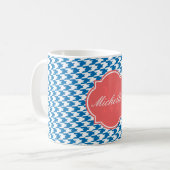 Dazzling Blue Houndstooth Monogram Mok (Voorkant links)