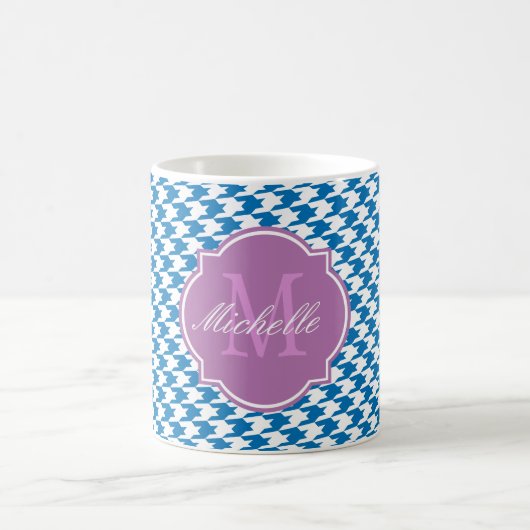 Dazzling Blue Houndstooth Monogram Mok (Center)