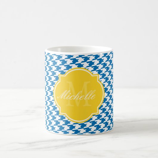 Dazzling Blue Houndstooth Monogram Mok (Center)