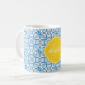 Dazzling Blue Houndstooth Monogram Mok (Voorkant links)