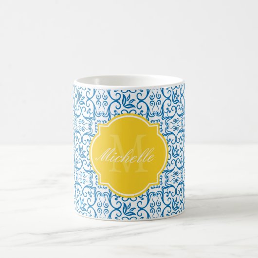 Dazzling Blue Houndstooth Monogram Mok (Center)