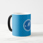 Dazzling Blue Monogram en Polka Dot Magische Mok (Voorkant links)