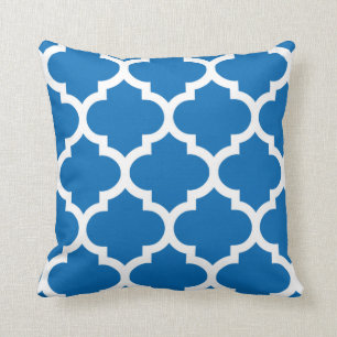 Dazzling Blue Quatrefoil Pillow Kussen