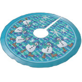 Dazzling Blue Snowmen Friends Kerstboom Rok (Gekanteld)