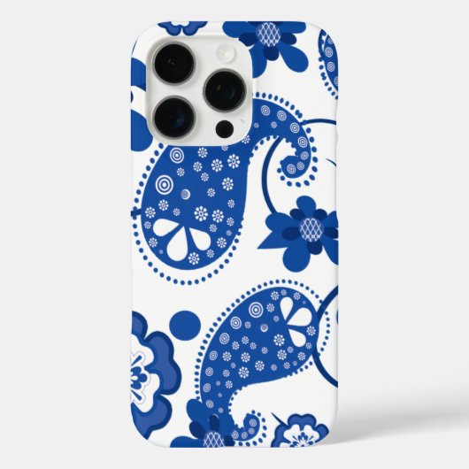 Dazzling Blue | White Chic Paisley Pattern Case-Mate iPhone Case (Achterkant)