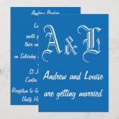 Dazzling Blue & White Wedding Invitation Kaart (Voorkant / Achterkant)