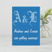 Dazzling Blue & White Wedding Invitation Kaart (Staand voorkant)