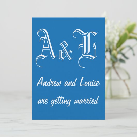 Dazzling Blue & White Wedding Invitation Kaart (Staand voorkant)