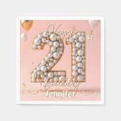 Dazzling Blush Pink and Pearl Gold 21st Birthday Servet (Voorkant)