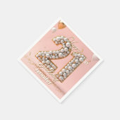 Dazzling Blush Pink and Pearl Gold 21st Birthday Servet (Hoek)