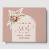 Dazzling Boho Dusty Rose Pampas Floral Arch 16th Gastenboek (Voorkant)