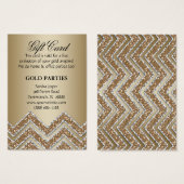 Dazzling Chevron Gold Party Gift Kaart Glitter (Voorkant /achterkant)