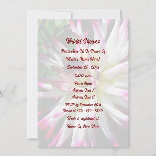Dazzling Dahlia Flower Bridal Shower  Kaart (Voorkant)