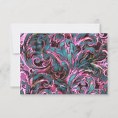 Dazzling Damask Pink Blauwgroen Brown Reply Kaart (Voorkant)