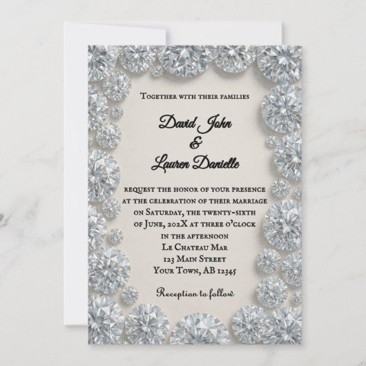 Dazzling Diamond foto bruiloft uitnodiging (Voorkant)