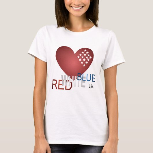 Dazzling Diamond Heart Patriotic T-shirt (Voorkant)