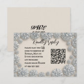 Dazzling Diamond QR Code Wedding RSVP Card Kaartje (Voorkant / Achterkant)