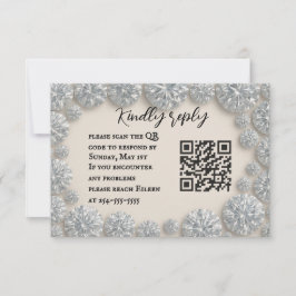 Dazzling Diamond QR Code Wedding RSVP Card Kaartje