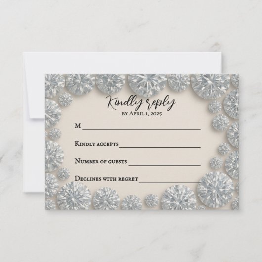 Dazzling Diamond Wedding RSVP Kaart (Voorkant)