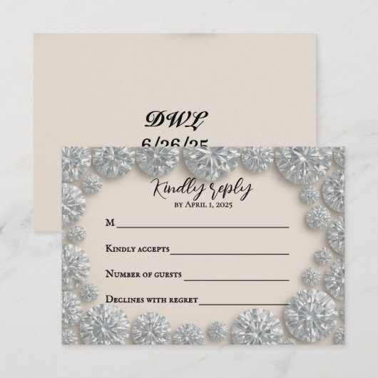 Dazzling Diamond Wedding RSVP Kaart (Voorkant / Achterkant)