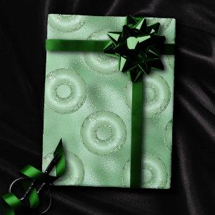 Dazzling Donuts   Neo Mint Green Sparkly Pattern Cadeaupapier