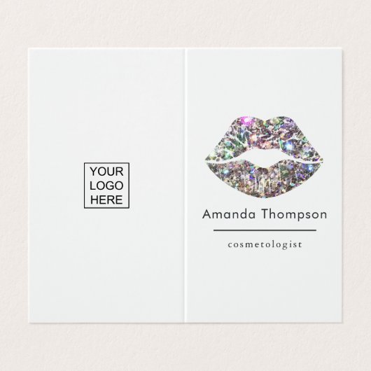 Dazzling Faux Glitter Lips Makeup Artist Visitekaartje (Buitenkant ongevouwen)
