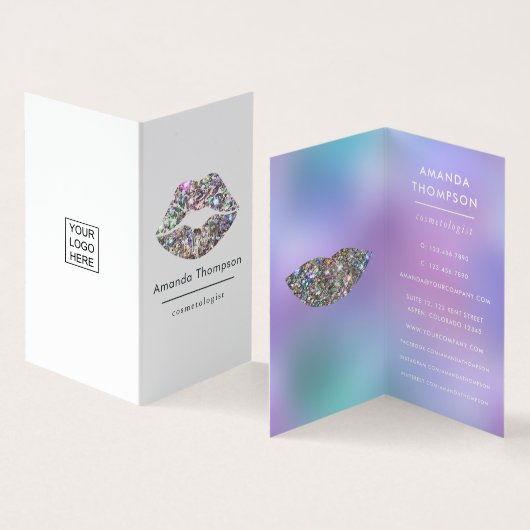 Dazzling Faux Glitter Lips Makeup Artist Visitekaartje (Binnen en buitenkant)