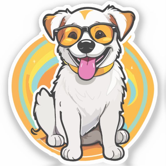 dazzling happy dog sticker (Voorkant)