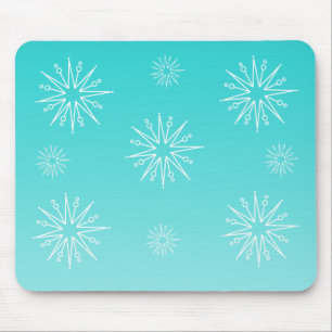 Dazzling Kerststerren Mousepad, Turquoise Muismat