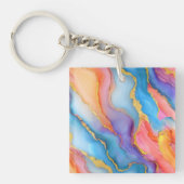 Dazzling Marble in Blues, Pinks, and Oranges Sleutelhanger (voorkant)