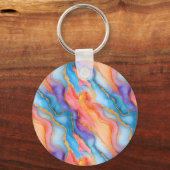 Dazzling Marble in Blues, Pinks, and Oranges Sleutelhanger (Achterkant)