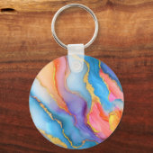 Dazzling Marble in Blues, Pinks, and Oranges Sleutelhanger (Voorkant)