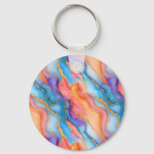 Dazzling Marble in Blues, Pinks, and Oranges Sleutelhanger (Achterkant)