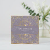 Dazzling Paars en Gold Wedding Kaart (Staand voorkant)
