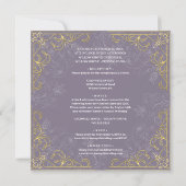 Dazzling Paars en Gold Wedding Kaart (Achterkant)