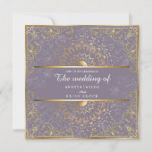 Dazzling Paars en Gold Wedding Kaart (Voorkant)