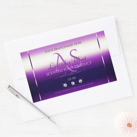 Dazzling Paarse Product Labels diamanten monogram (Envelop)