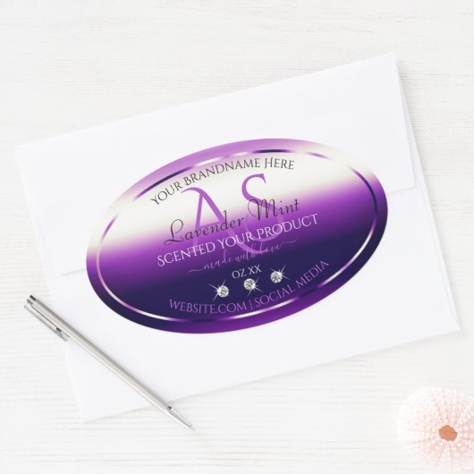 Dazzling Paarse Product Labels diamanten monogram (Envelop)