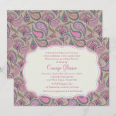 Dazzling Paisley Pink Baby shower Invitation Kaart (Voorkant / Achterkant)