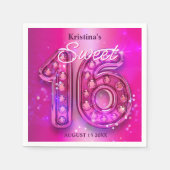 Dazzling Pink Gemstone Numbers Sweet 16 Servet (Voorkant)