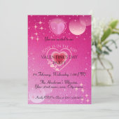 Dazzling Pink Heart Valentijnsdag Party Kaart (Staand voorkant)