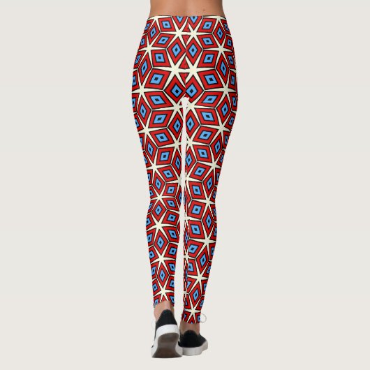 Dazzling red and blue geometric   leggings (Achterkant)