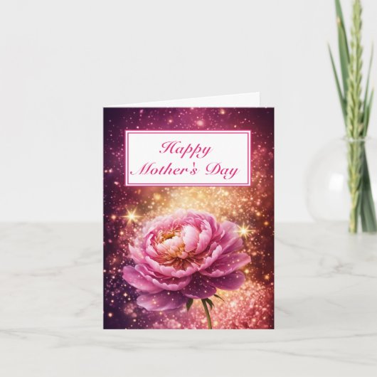 Dazzling Roze Sparkles Happy Moederdag Kaart (Voorkant)