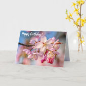 Dazzling Sakura Flowers. Beige en blauwe achtergro Kaart (Gele Bloem)