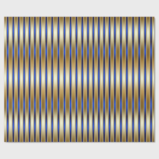 Dazzling Shiny Gold en Royal Blue Stripes Cadeaupapier (Vlak)