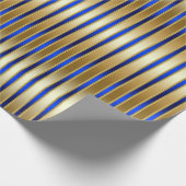 Dazzling Shiny Gold en Royal Blue Stripes Cadeaupapier (Hoek)