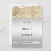 Dazzling silver gold sparkle glitter Save the Date Kaart (Voorkant)